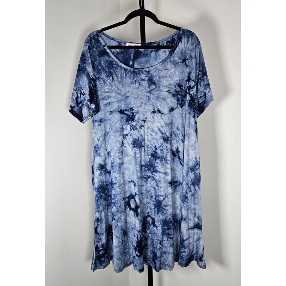 BELAROI Plus Casual Dress Loose Tshirt Beach - Blue - SZ 1X